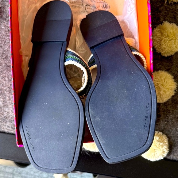 Tory Burch Navy and Gold Sandals - Picture 4 of 4